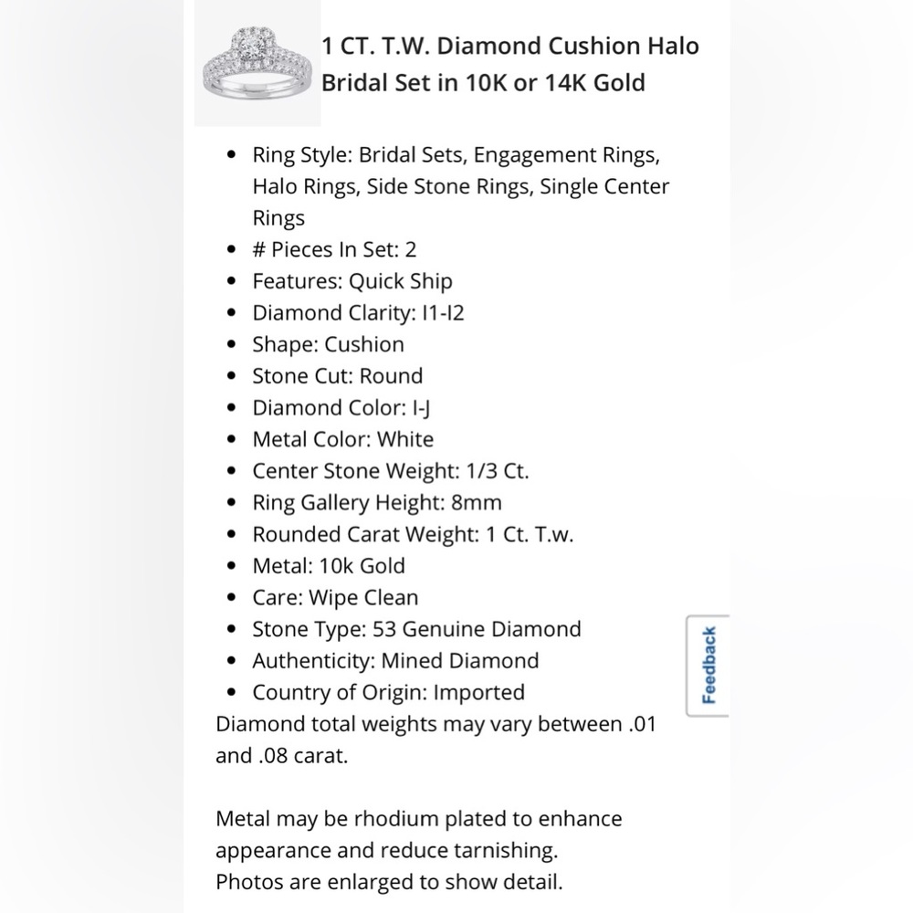 10k white gold 1k total wedding ring set. Mined diamonds. NOT LAB - Picture 9 of 10